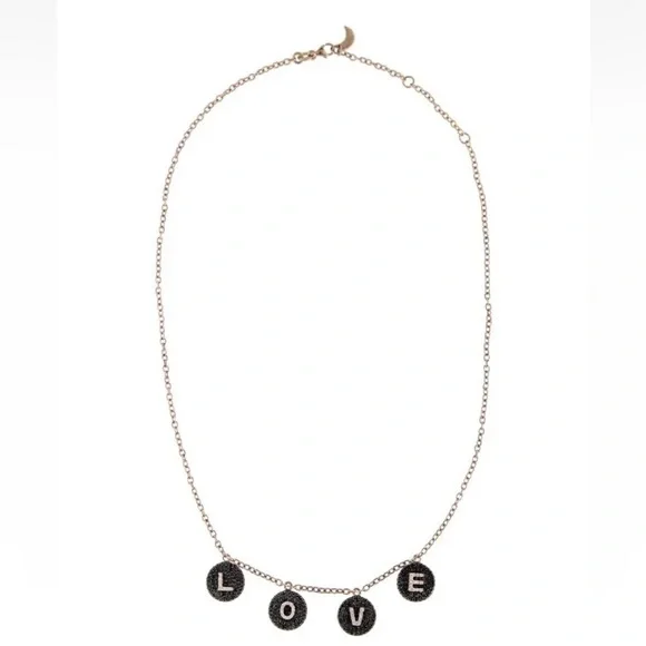 Bettina Javaheri black diamond rose gold love necklace RARE